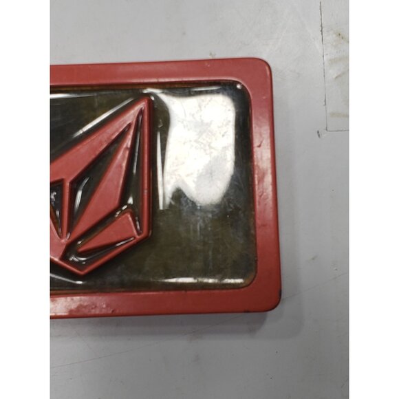Vintage Men's Red Volcom Shred Circle Stone Enamel Filled Logo Belt Buckle - Picture 3 of 6